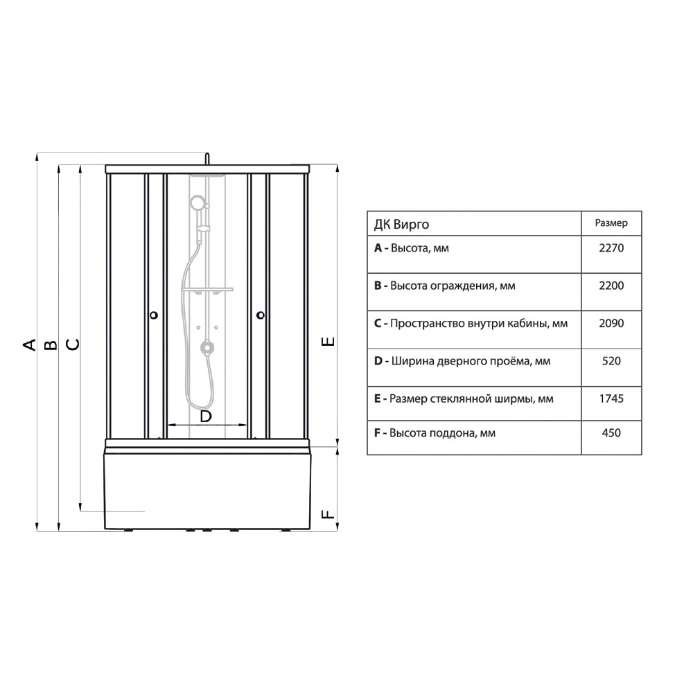 Размер душевой кабины стандарт