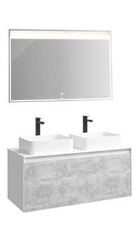 Комплект мебели AQWELLA 5 STARS Mobi 120 белый глянец/бетон светлый, с зеркалом, раковина Джой 46
