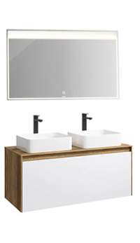 Комплект мебели AQWELLA 5 STARS Mobi 120 дуб балтийский/белый глянец, с зеркалом, раковина Джой 46