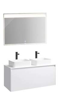 Комплект мебели AQWELLA 5 STARS Mobi 120 белый глянец, с зеркалом, раковина Джой 46